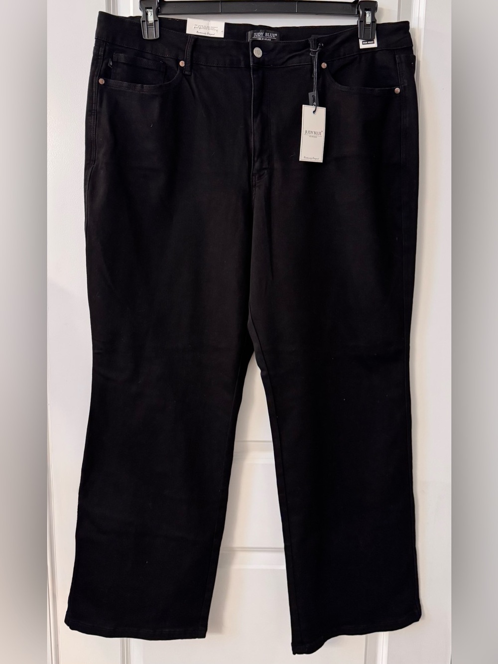 #x612 - Judy Blue High Waist Straight Fit Black Wash Denim Jeans NO Distressing